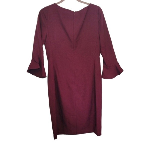 Karl Lagerfeld Paris Lynn Ruffle Dress in Plum Red/Purple Size 10 - Picture 2 of 5